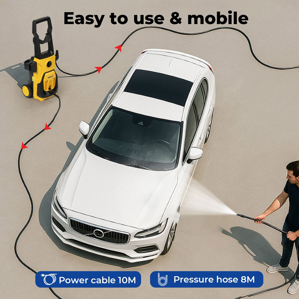 Traderight HW0290-UK 135 Bar High Power Portable Electric Car Pressure Washer with Accessories Image 8