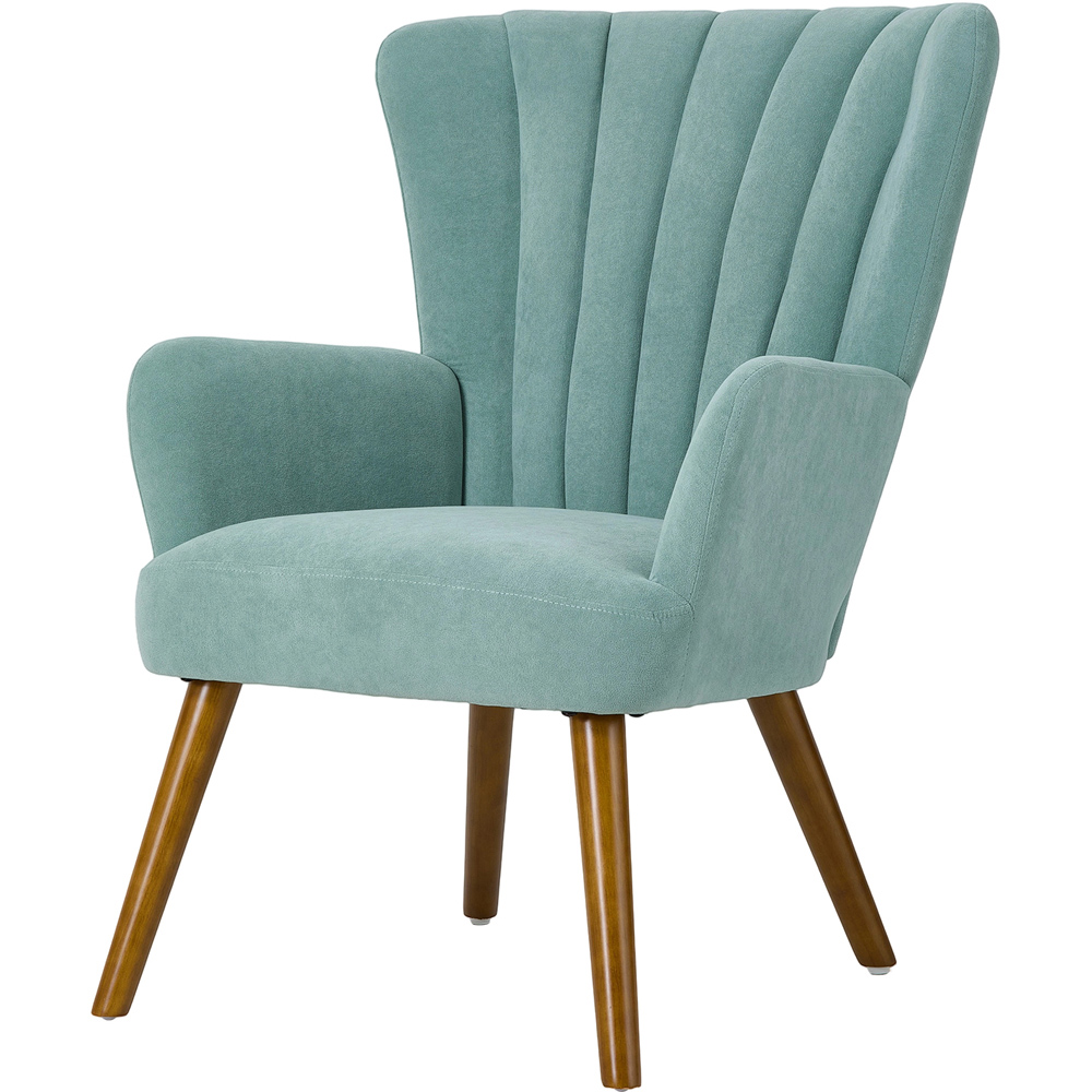 Living and Home Green Velvet Vertical Stripe Backrest Accent Chair Image 2