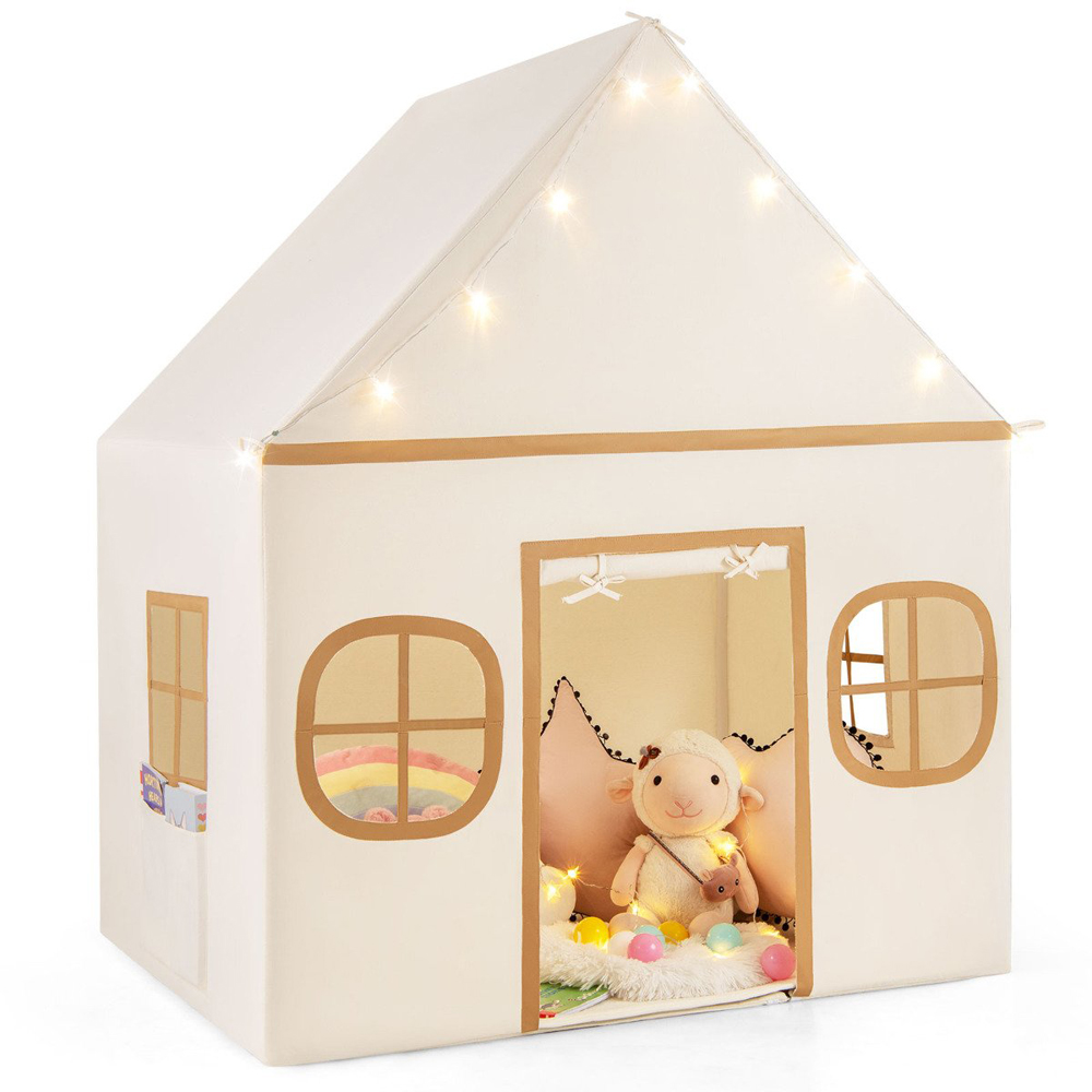 Costway Beige Indoor Kids Playhouse Tent Image 1