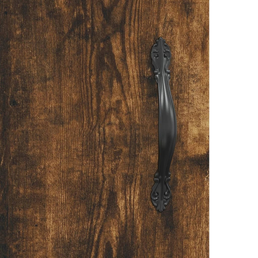 vidaXL 2 Glass Door Smoked Oak Wooden Wall-Mounted Cabinet Set of 2 Image 9