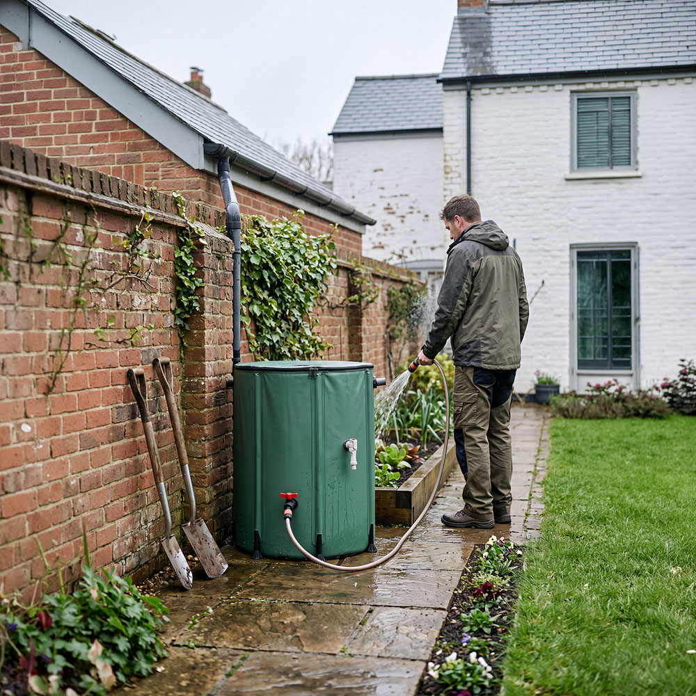 Living and Home 500L Green Collapsible Mesh Filter Rainwater Collection Tank with Side Tap Image 3
