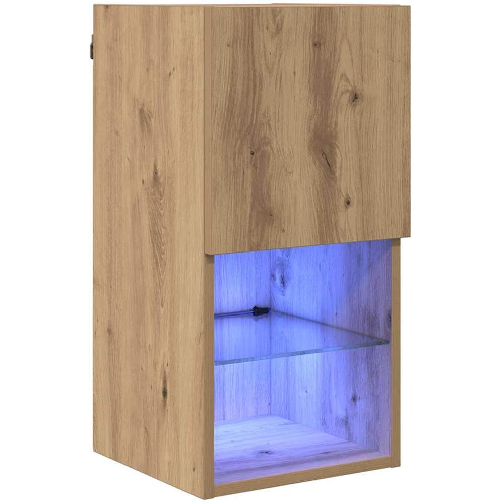 vidaXL Single Door 2 Shelf Artisan Oak Wall Mounted LED TV Unit Image 2