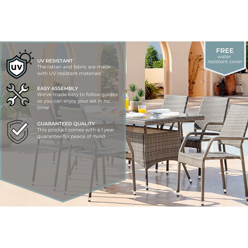 Furniturebox Dominica 6 Seater Garden Dining Set Grey Image 8