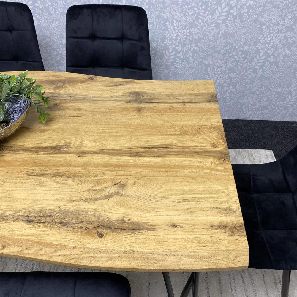 Kosy Koala 6 Seater Velvet Wooden Dining Set Black Image 3