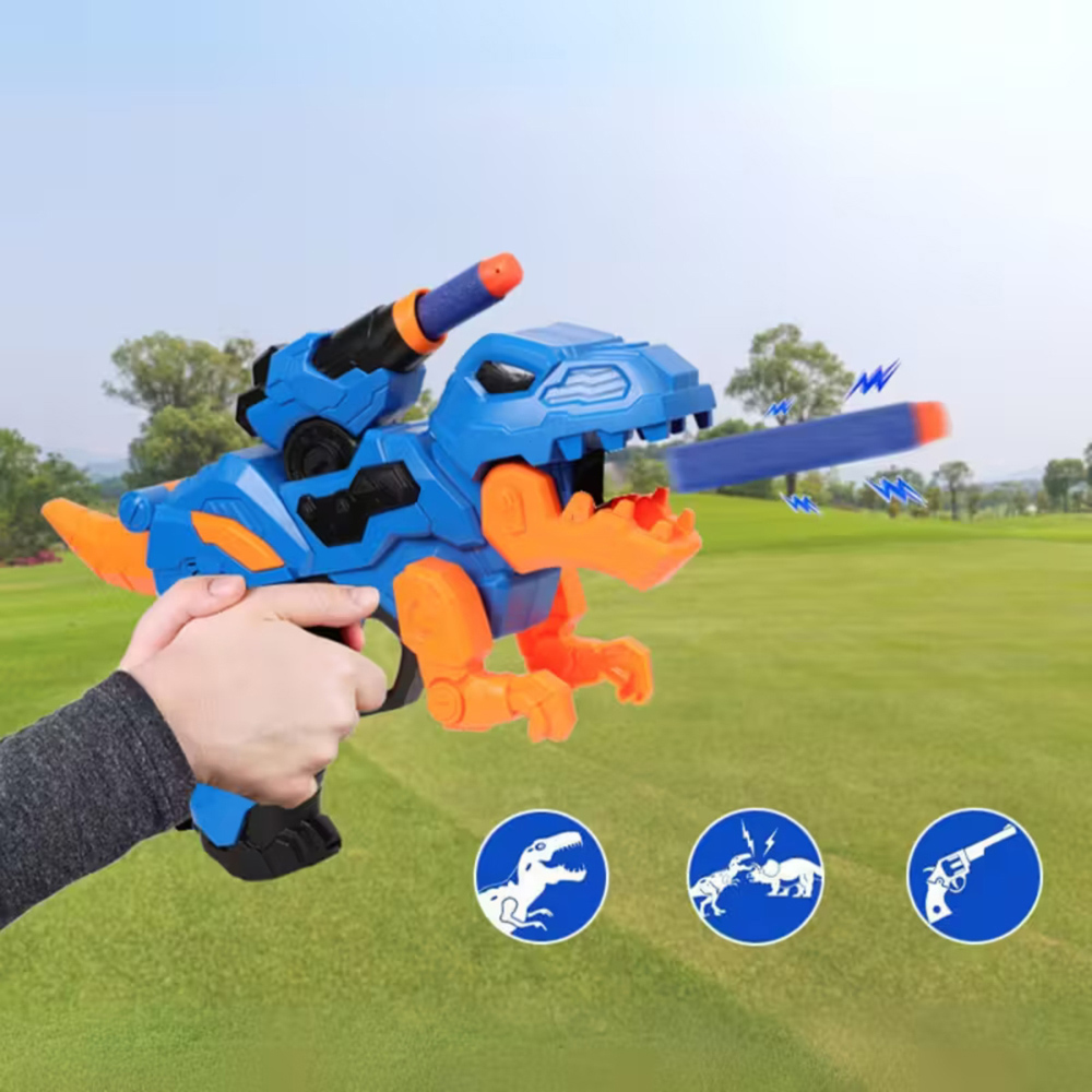 Alivio Blue Dinosaur Foam Dart Blaster Gun with Target Image 2