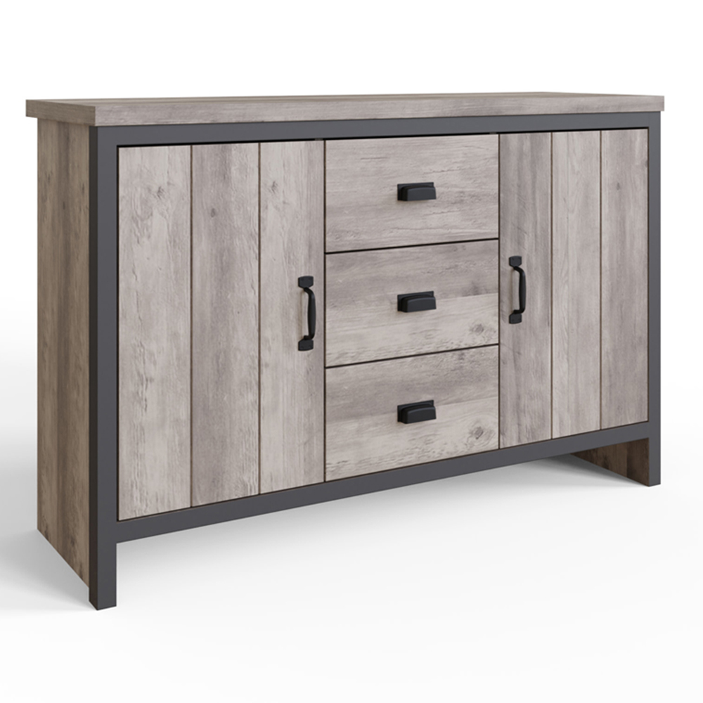 GFW Boston 2 Door 3 Drawer Grey Sideboard Image 2
