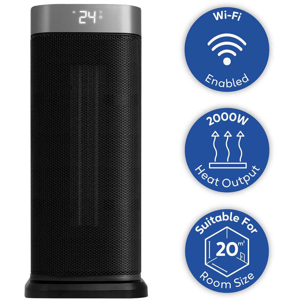 Russell Hobbs RHCTH2002G-SMT Black and Silver Square Smart Wi-Fi Enabled Ceramic Heater 2000W Image 8