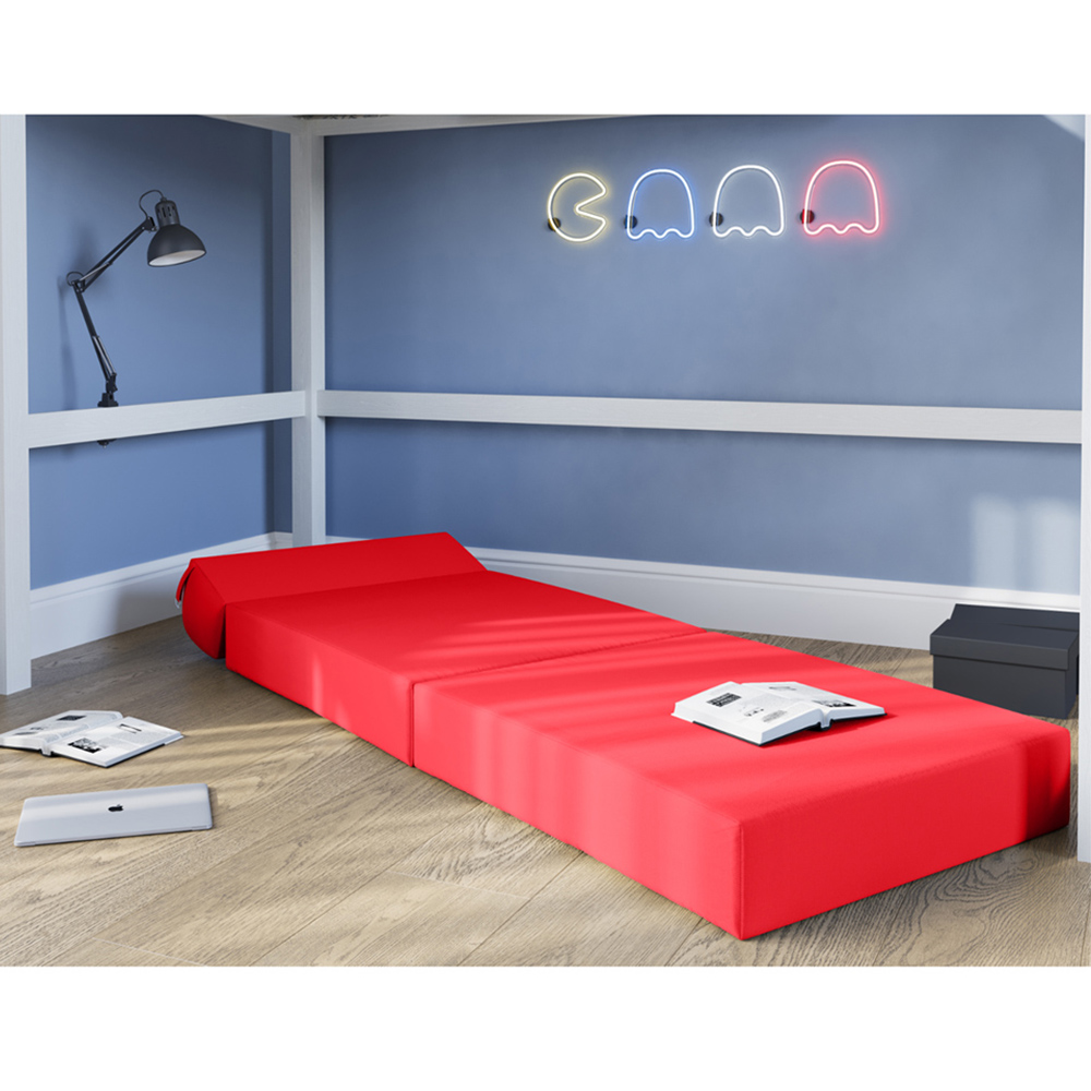 Flair Single Red Portable Z Fold Futon Chair Bed Image 2