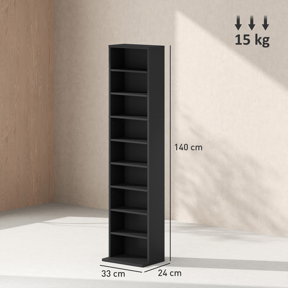 HOMCOM 9 Shelf Black DVD and CD Media Storage Unit Image 9