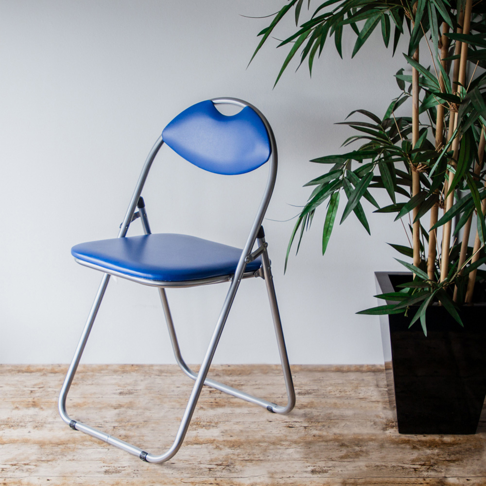 Harbour Housewares Set of 6 Blue and Silver Foldable Padded Chair Image 3