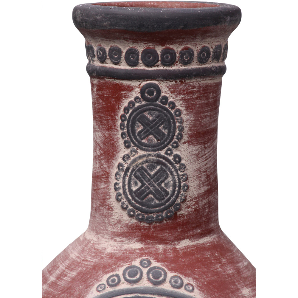 Gardeco Azteca Extra Large Red and Grey Mexican Chimenea with Stand and Lid Image 3