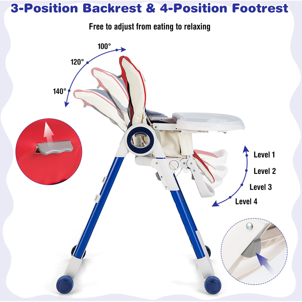 Costway Multicolour Folding Baby Highchair with Removable Tray Image 6