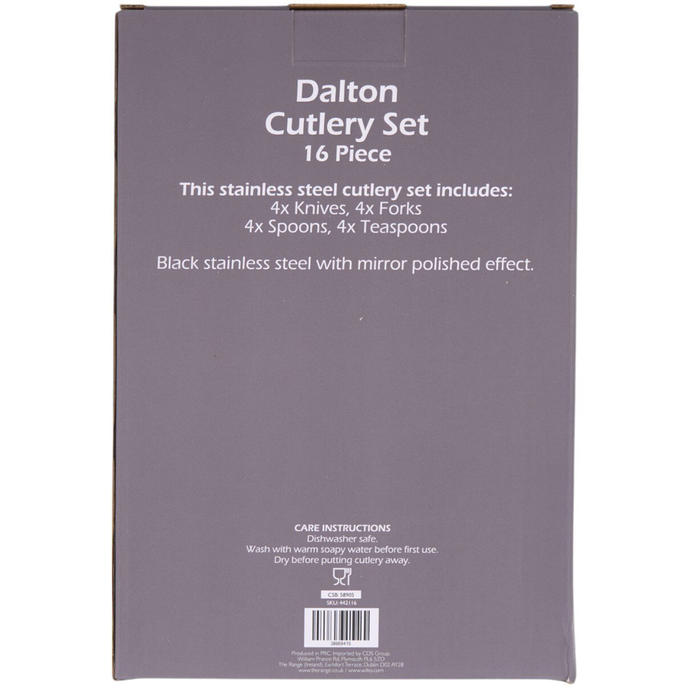 Kitchen Master 16 Piece Dalton Cutlery Set Black Image 2