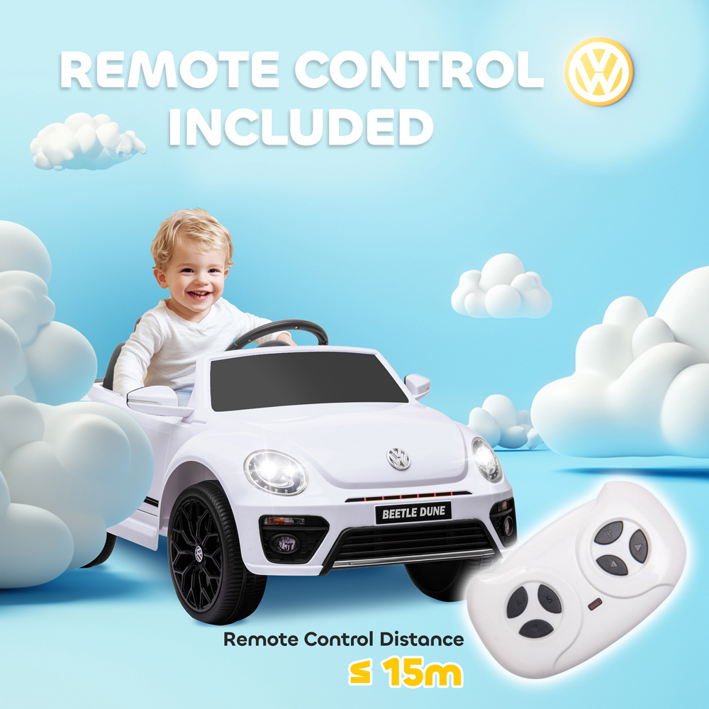 Tommy Toys White Volkswagen Beetle Licensed Ride on Remote Control Car 12V Image 7