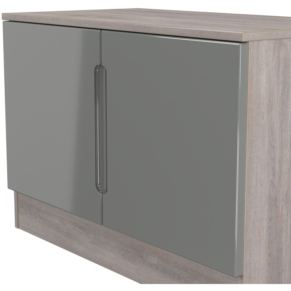 Crowndale Milan 2 Door Grey Gloss and Grey Oak Compact Storage Unit Image 4
