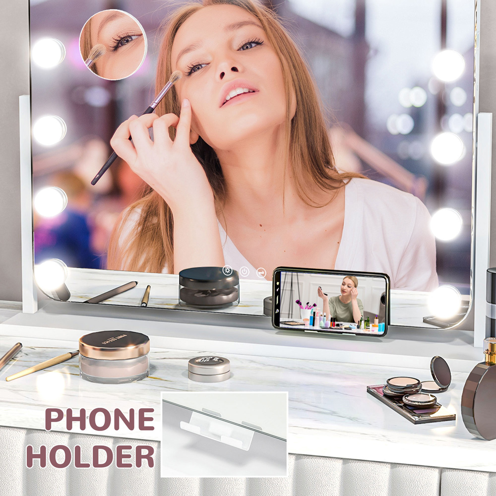 Portland Hollywood Dimmable LED Lighted Vanity Mirror with USB Port Image 7