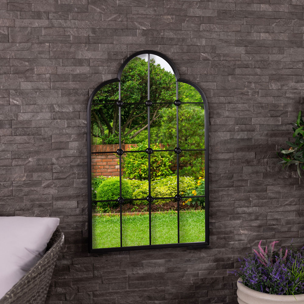 Charles Bentley Monaco Black Industrial Style Wall Mirror Image 6