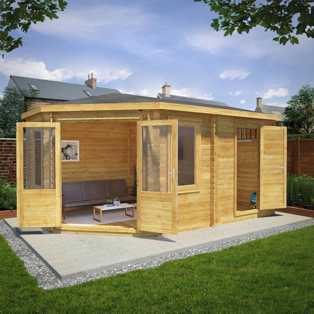 Mercia 16.4 x 9.8ft Corner Log Cabin with Side Shed Image 6