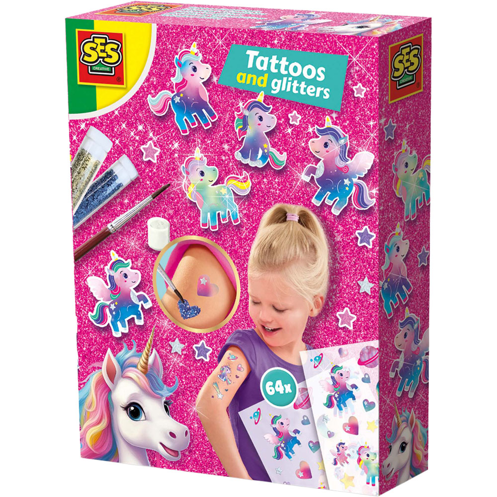 SES Creative Unicorn Tattoos and Glitters Kit Image 1
