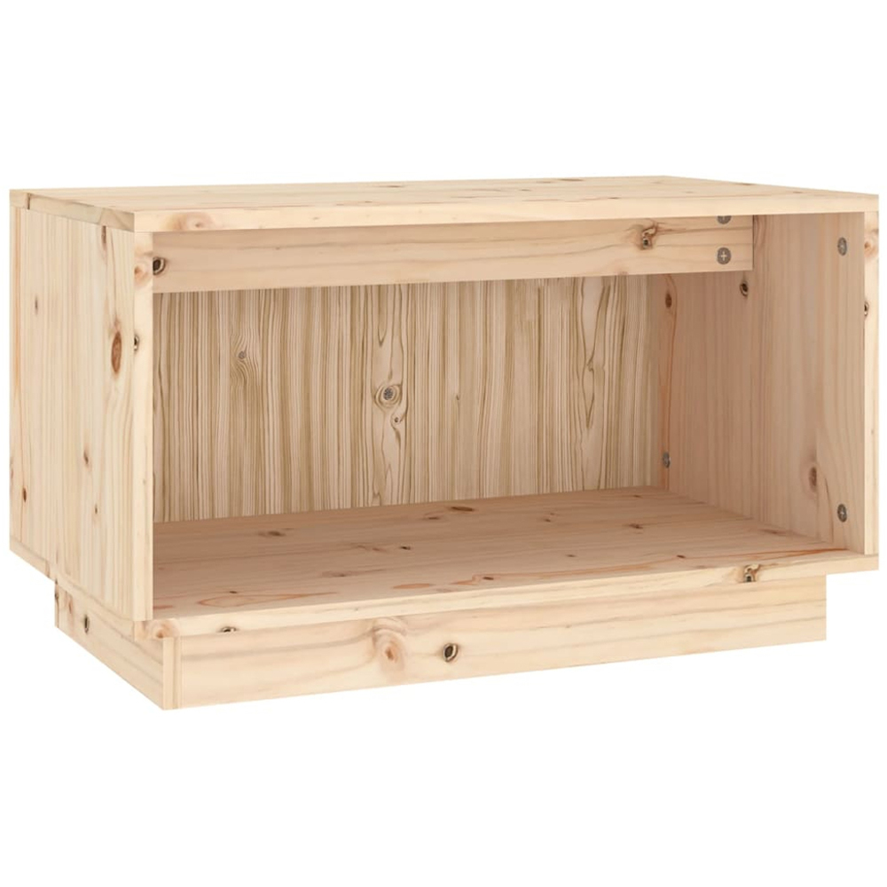 vidaXL Single Shelf Natural Solid Pine Wood TV Cabinet Image 2