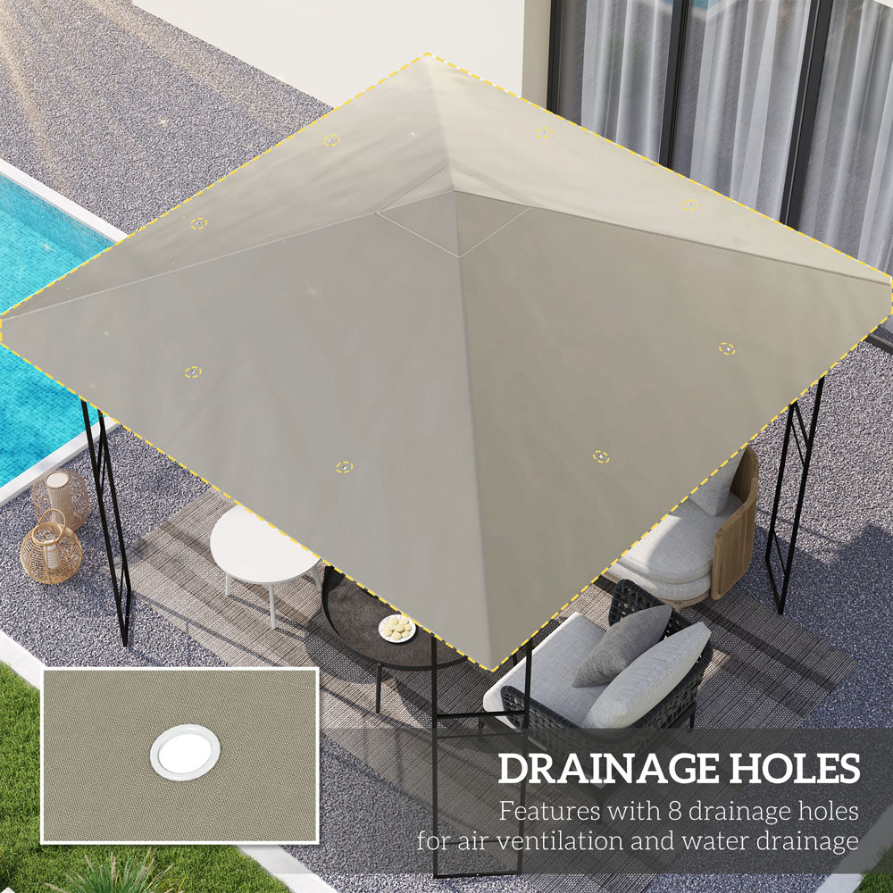 Outsunny 3 x 3m Grey Gazebo Canopy Replacement Cover with Drain Holes Image 7