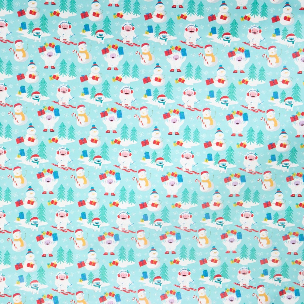 Yeti Snowman Gift Wrap Blue Image 2