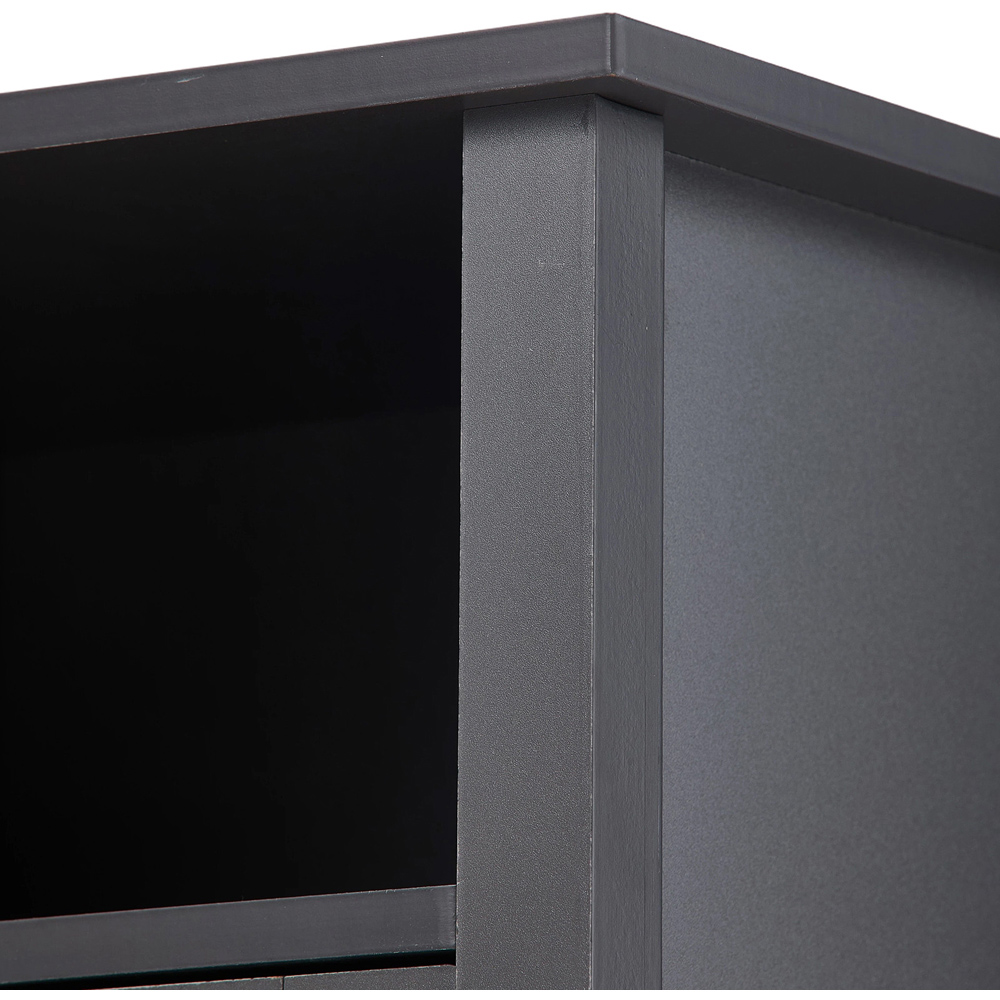 Living and Home Single Door Single Shelf Grey Bedside Table Image 5