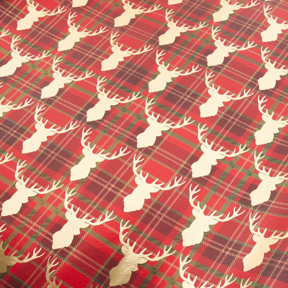 Festive Tartan Stag Gift Wrap Image 5