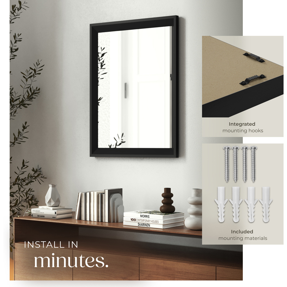 tectake Elina Black Rectangular Wall Mounted Mirror 60 x 40cm Image 4