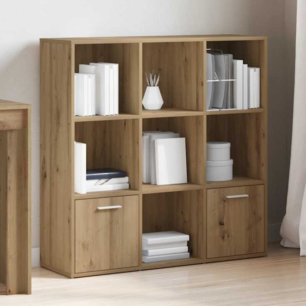 vidaXL 2 Door 7 Open Shelf Artisan Oak Storage Cabinet Image 1