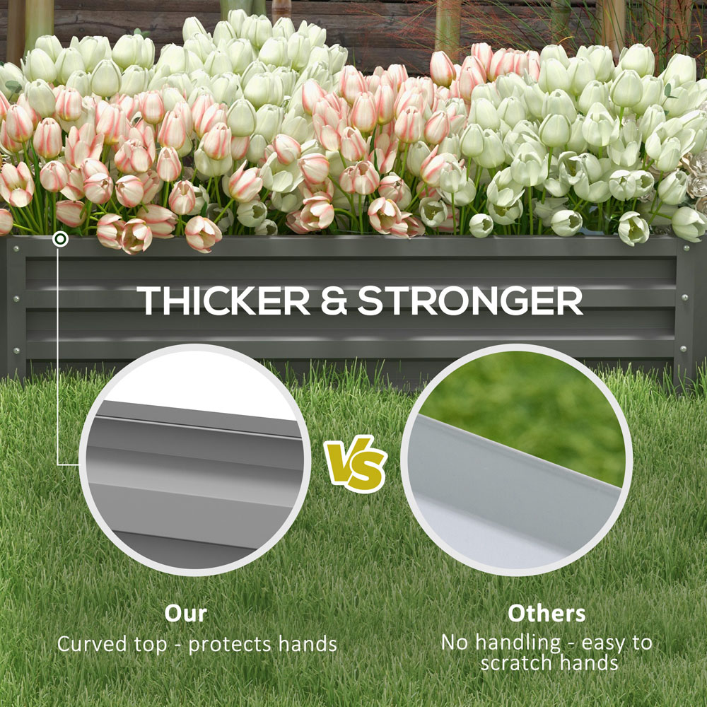 Outsunny Light Grey Galvanised Steel Raised Garden Bed Planter 30.5 x 60 x 120cm Image 7