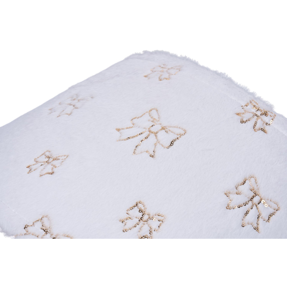 Gold Sparkly Bow Tree Skirt White Image 3
