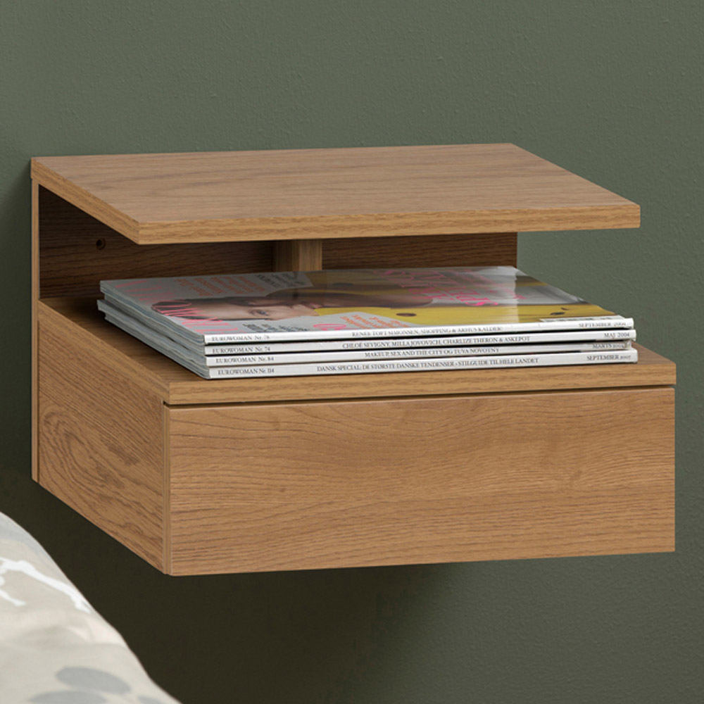 Florence Ashlan Single Drawer Oak Bedside Table Image 1