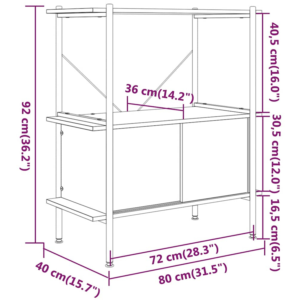 vidaXL 2 Door 2 Shelf Light Brown Shelving Unit Image 7