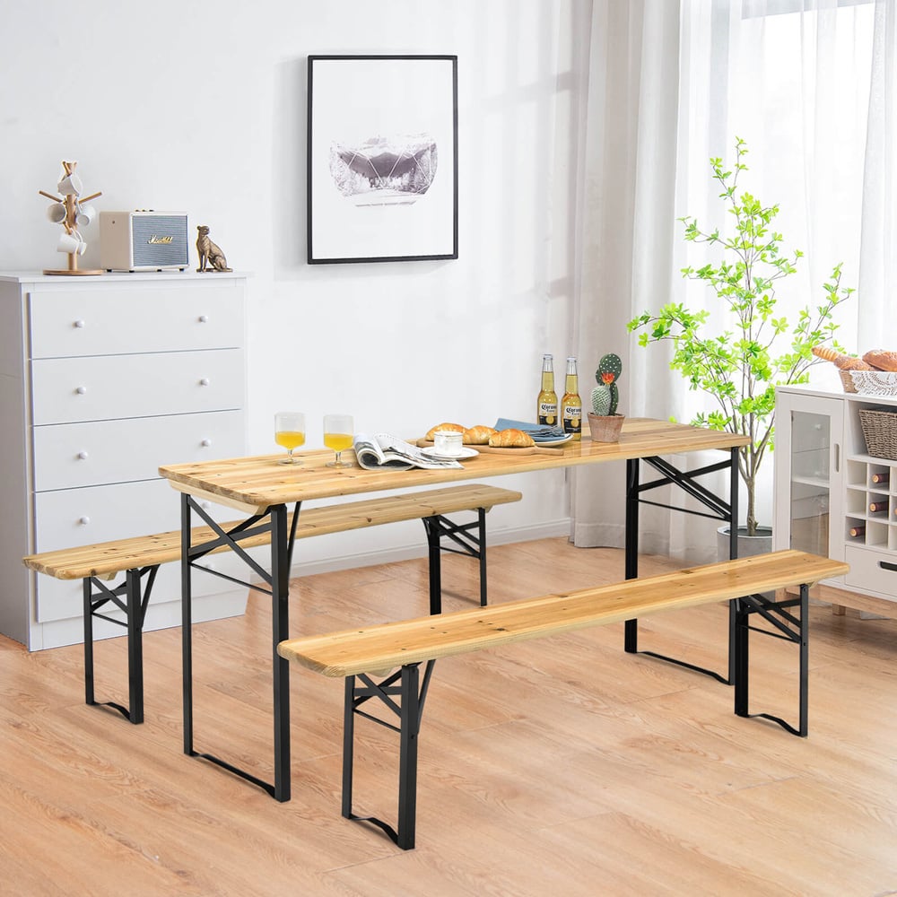 Costway 6 Seater Wooden Folding Picnic Table and Bench Set Image 4