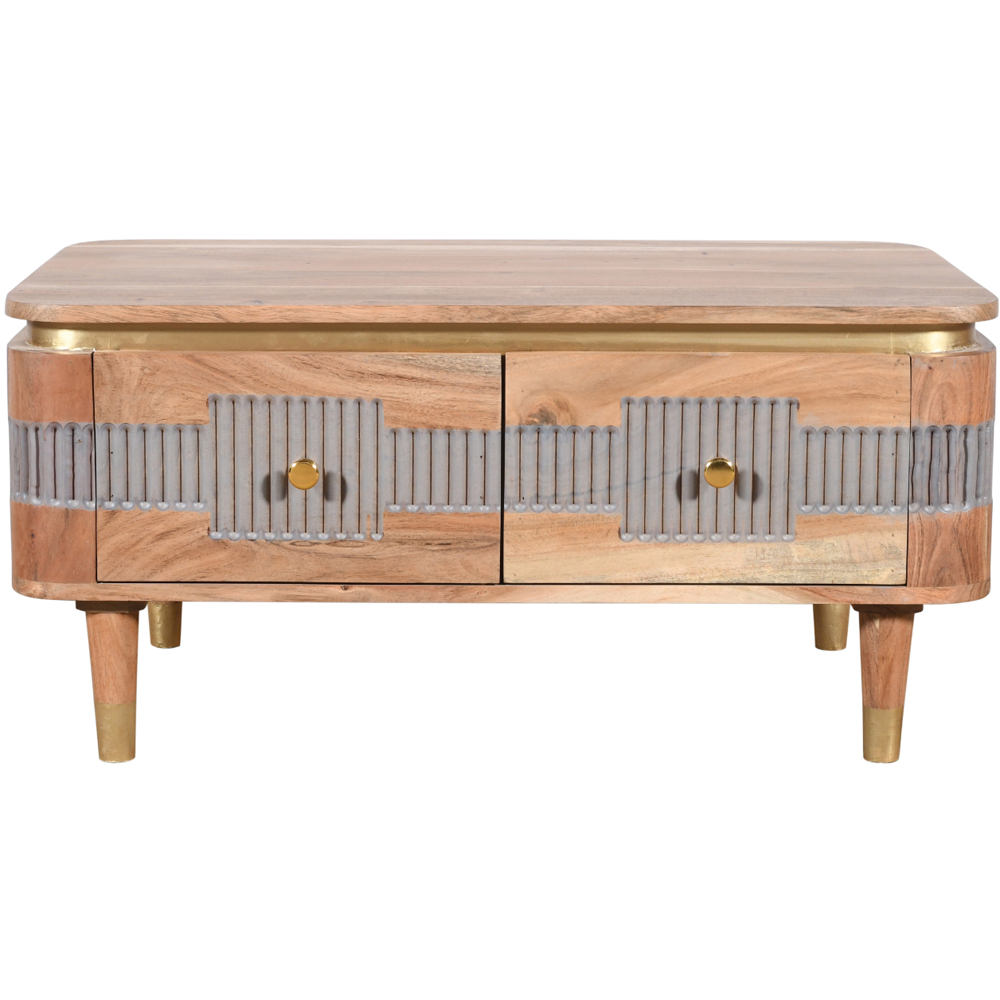 Brooklyn Wilton 2 Drawer Acacia Wood Coffee Table Image 3