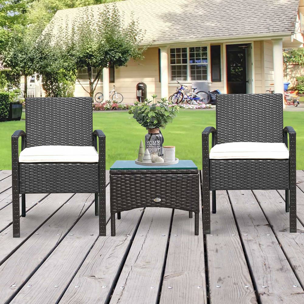 Outsunny Rattan Effect 2 Seater Bistro Set Brown Image 1