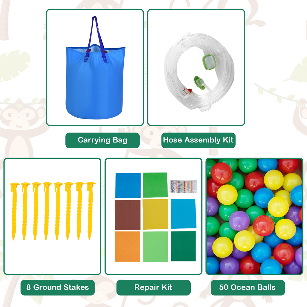 Costway 6 in 1 Monkey Themed Inflatable Water Slide Park Image 7
