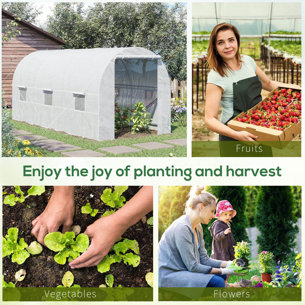 Outsunny White 14.7 x 6.5ft Walk In Polytunnel Greenhouse Image 7