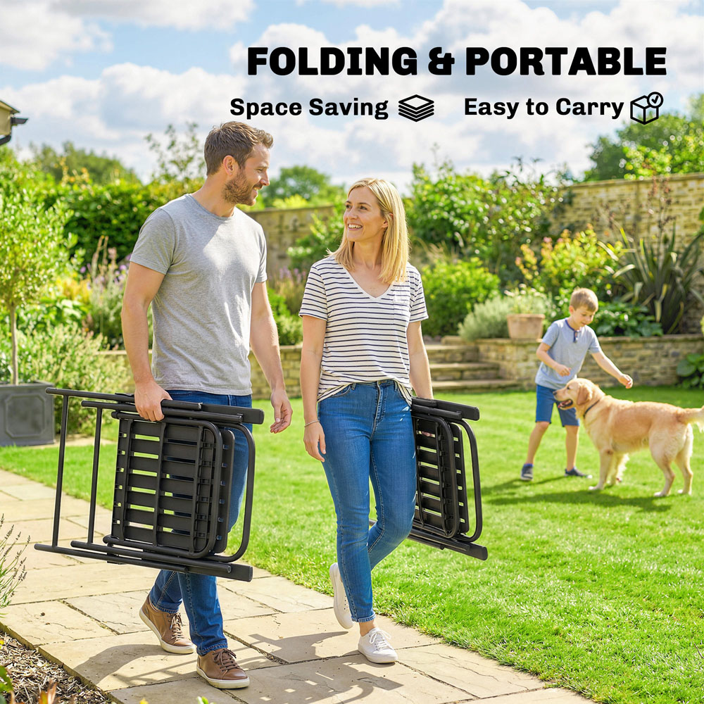 Outsunny Set of 4 Black Plastic Foldable Garden Chair Image 7