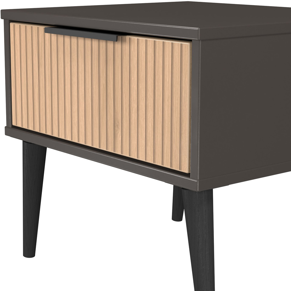 Crowndale Hong Kong Single Drawer Slatt Effect and Graphite Side Table Ready Assembled Image 5