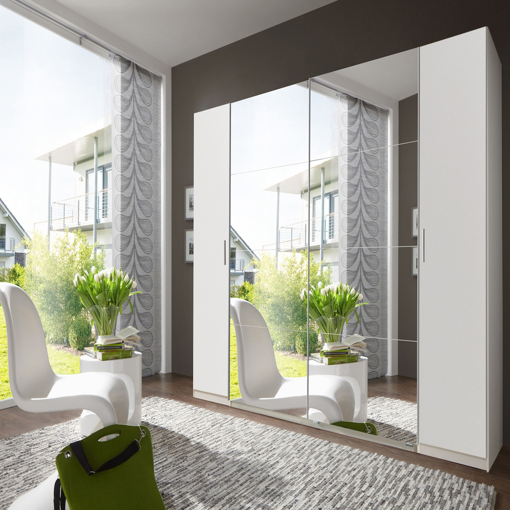 TJ'S Hanover 2 Sliding Door 2 Hinged Door White Wardrobe Image 5