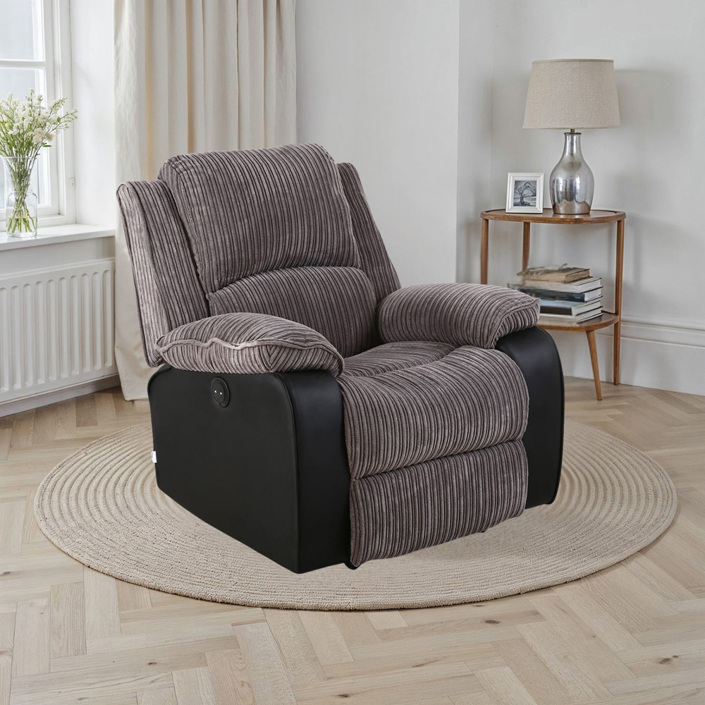 Furniture Online Postana Grey Jumbo Cord Manual Recliner Chair Image 8