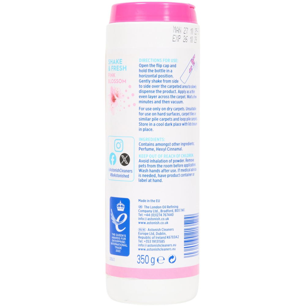 Astonish Shake and Fresh Carpet Freshener - Pink Blossom Image 2