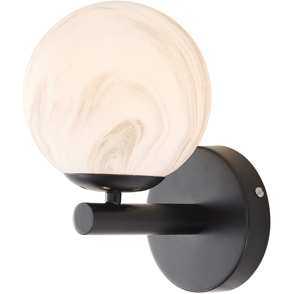 Living and Home E27 Screw Black Iron Marble Textured Glass Shade Wall Light 20cm Image 3