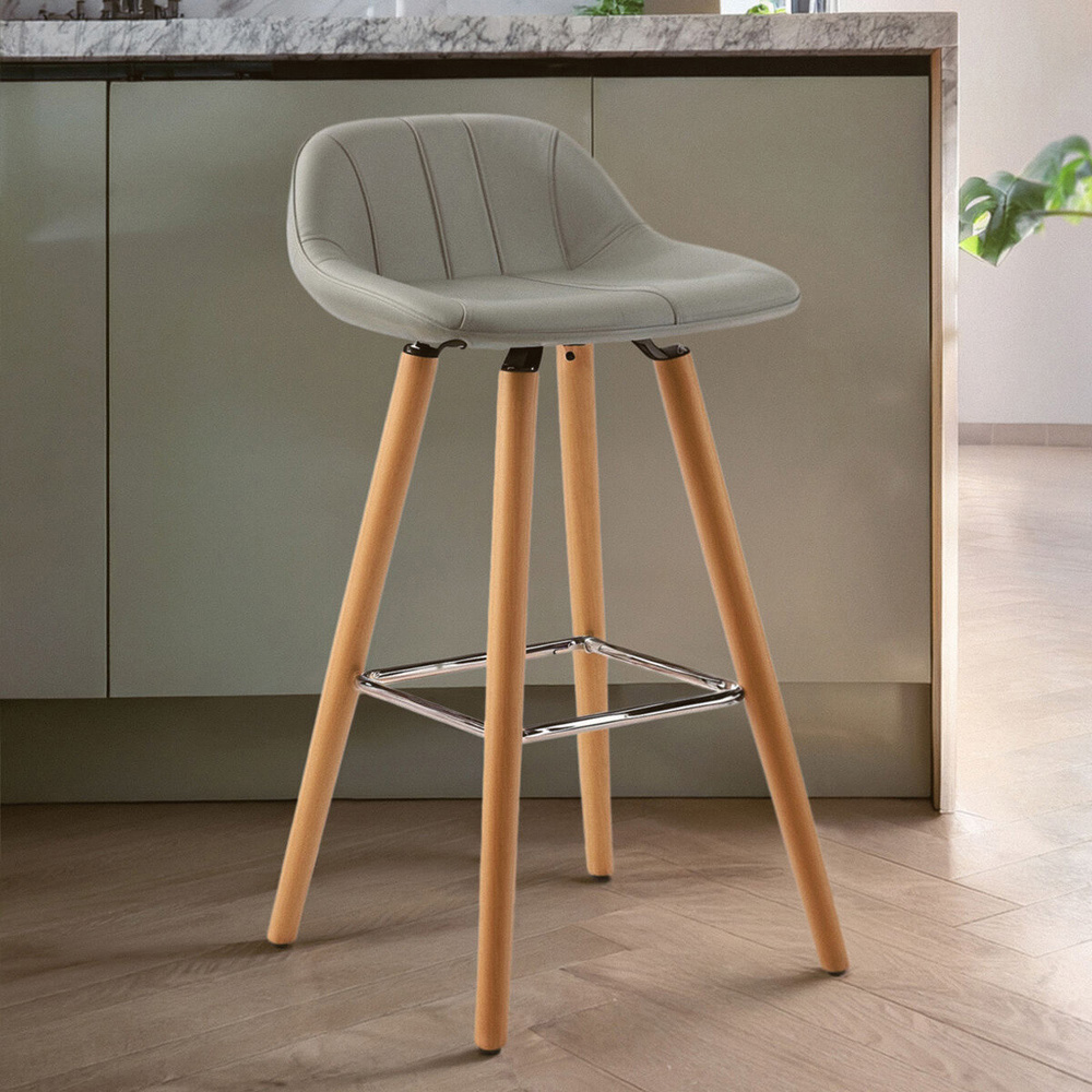 Premier Housewares Stockholm Grey Faux Leather Bar Stool Image 3