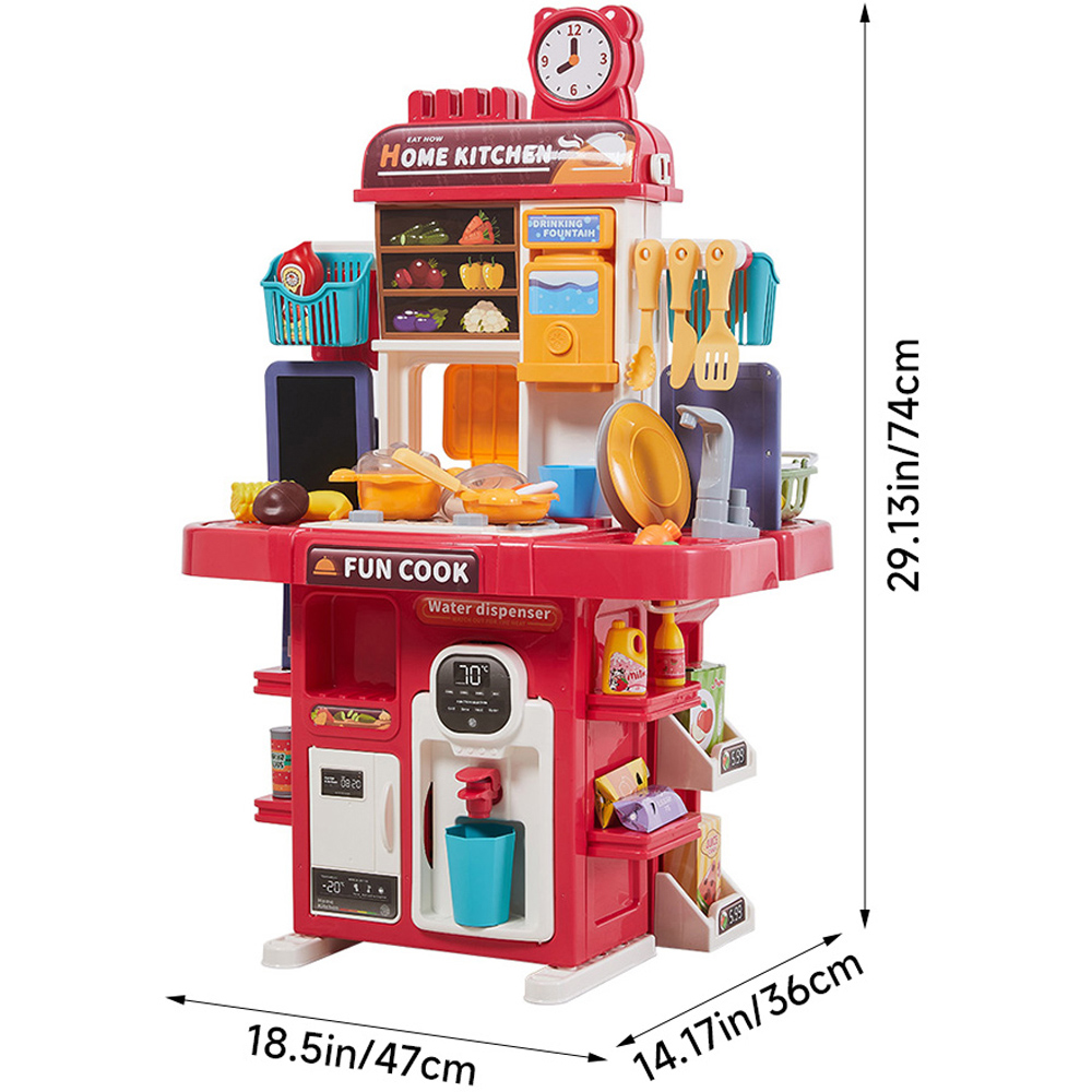 H&O Direct 2-in-1 Kids Red Kitchen Supermarket Pretend Playset Image 6