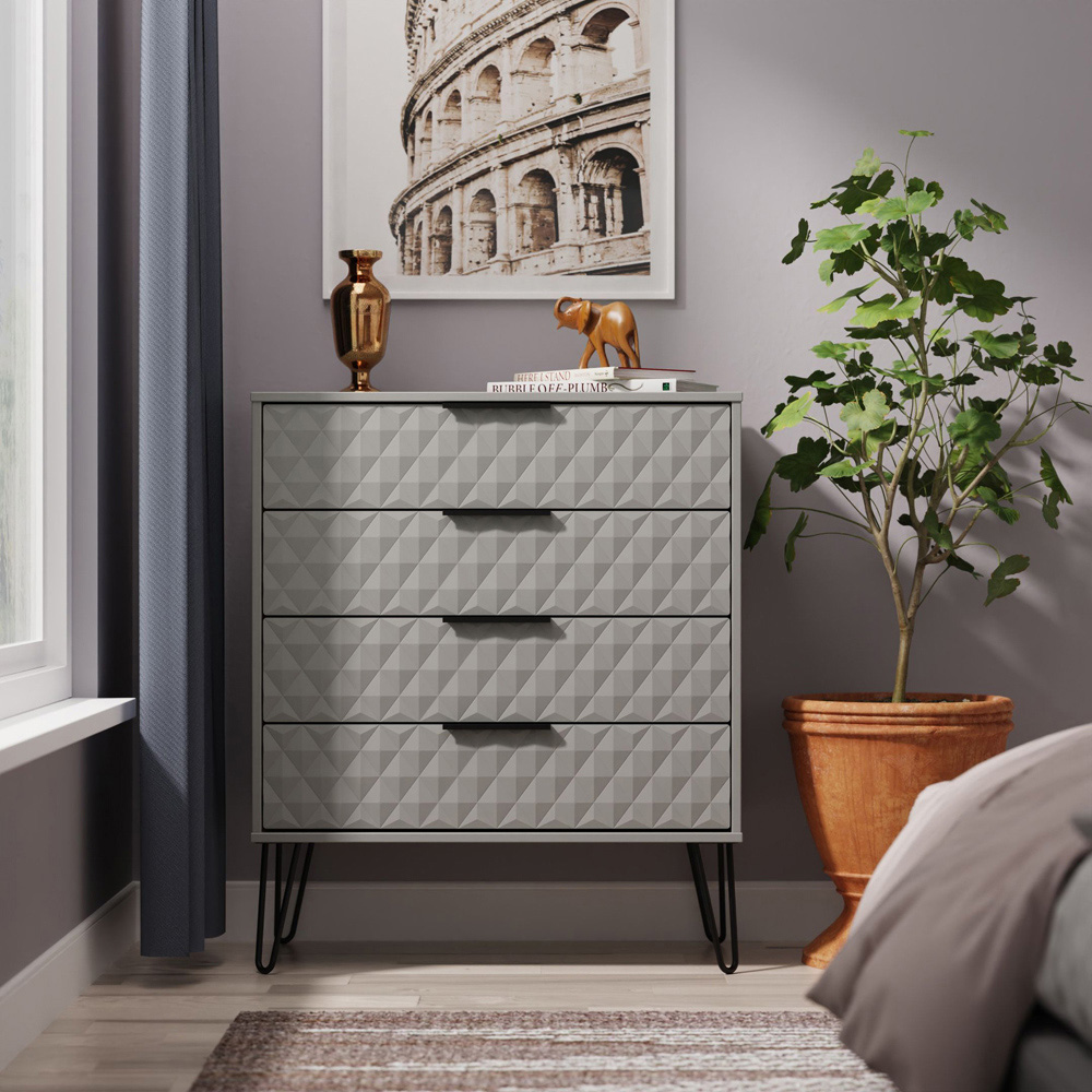 Crowndale Harlequin 4 Drawer Dusk Grey Chest of Drawers Ready Assembled Image 7