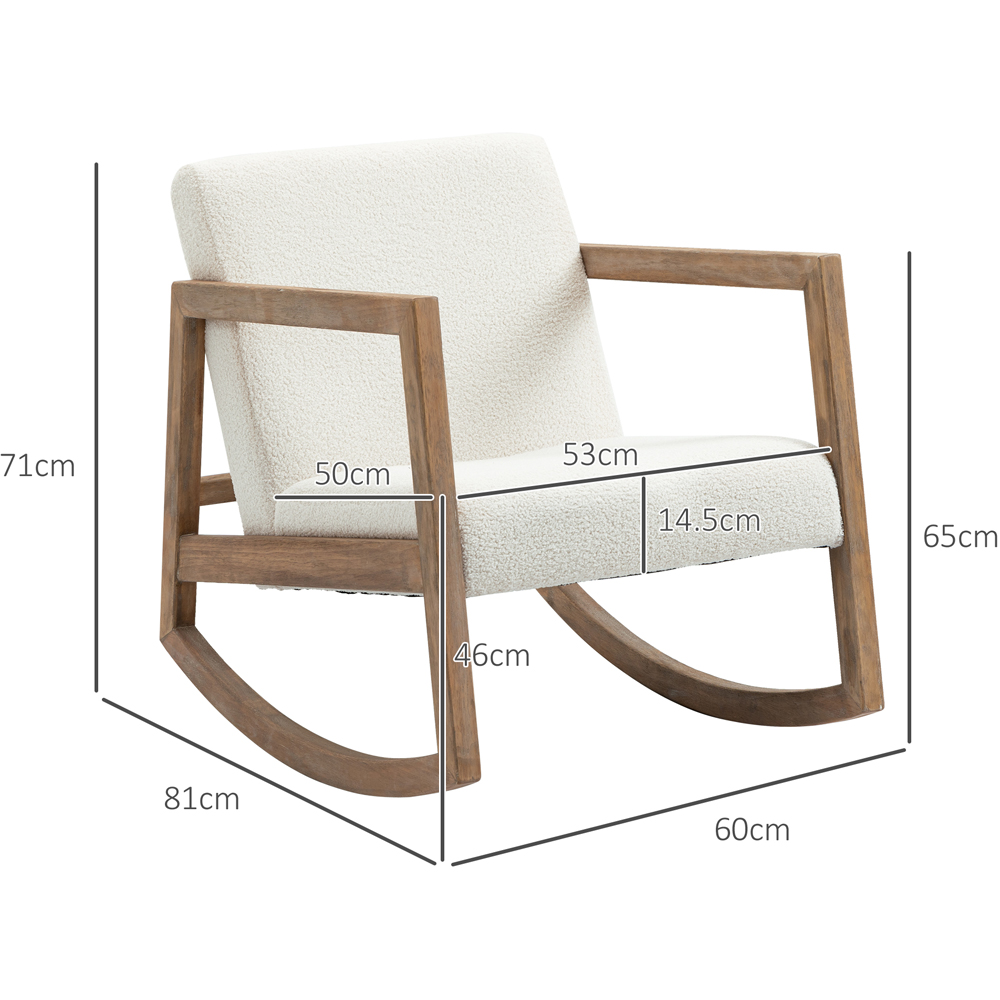 HOMCOM Cream White Teddy Fleece Upholstered Rocking Chair with Cushion Image 9