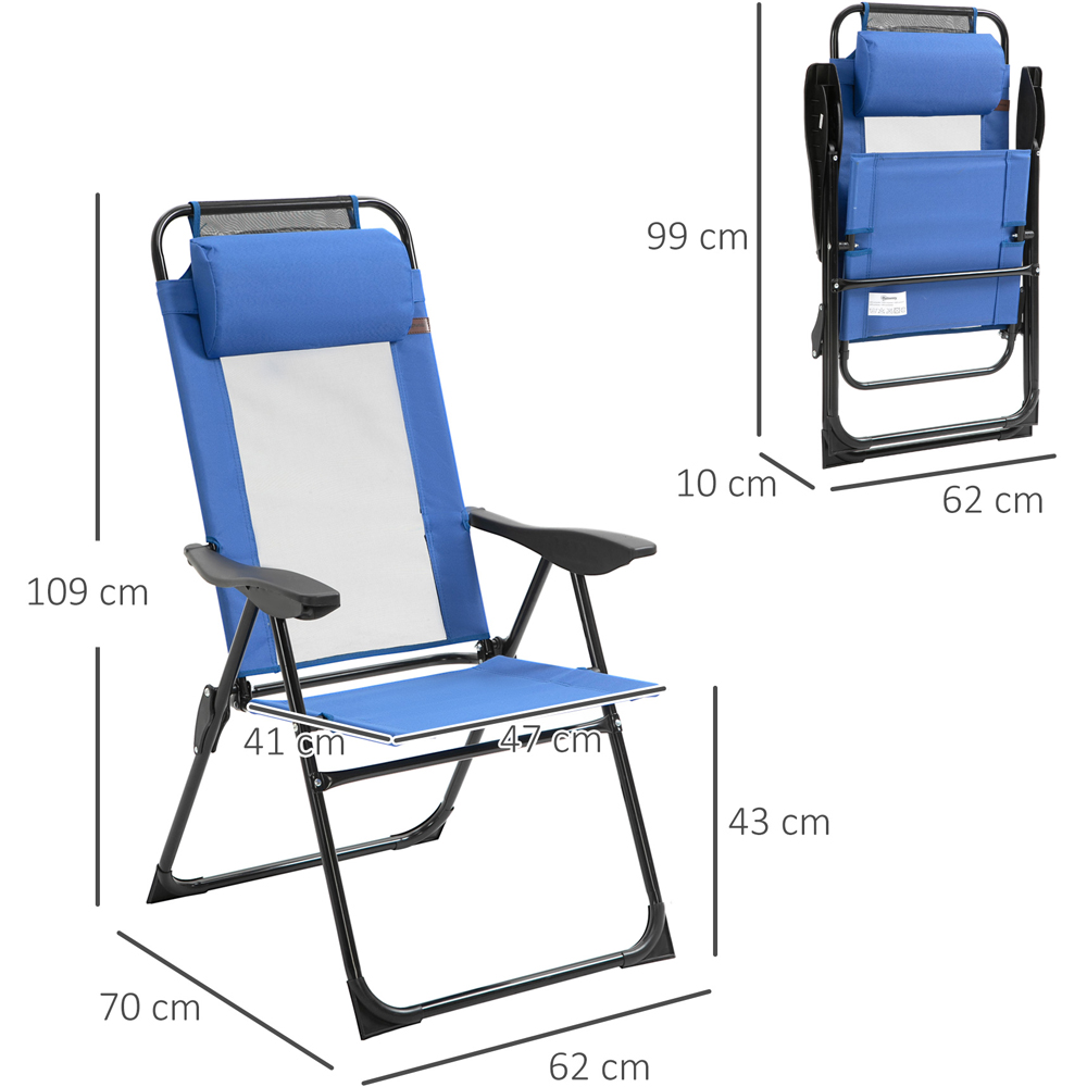 Outsunny Set of 2 Blue Folding Recliner Camping Chair Image 9